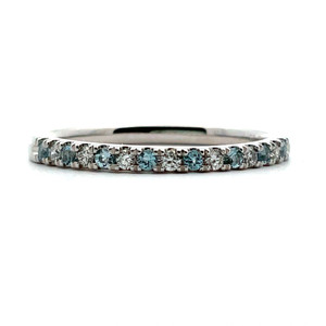 10k White Gold Aquamarine & Diamonds March Birthstone Stackable Band Ring Size 7 10k White Gold Aquamarine & Diamonds March Birthstone Stackable Band Ring Size 7