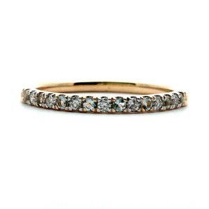 10k Yellow Gold Aquamarine & Diamonds March Birthstone Stackable Band Ring Size 7 10k Yellow Gold Aquamarine & Diamonds March Birthstone Stackable Band Ring Size 7