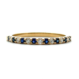 10k Yellow Gold Sapphire & Diamond September Birthstone Stackable Band Ring Size 7 10k Yellow Gold Sapphire & Diamond September Birthstone Stackable Band Ring Size 7