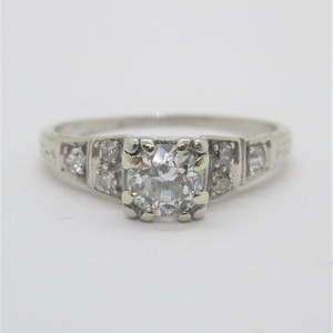 Vintage 10k White Gold Approx .40ct European Cut Diamond Engagement Ring Size 7 Vintage 10k White Gold Approx .40ct European Cut Diamond Engagement Ring Size 7