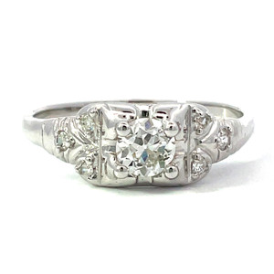 14K White Gold European Cut .25ct TW Diamond Engagement Ring Size 7