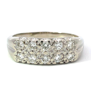 14K White Gold 10-Stone 0.5ct tw Diamond Ring Size 9