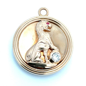 14K Yellow Gold Diamond Ruby Police Officer Guild 20 Lion Locket Pendant 14K Yellow Gold Diamond Ruby Police Officer Guild 20 Lion Locket Pendant