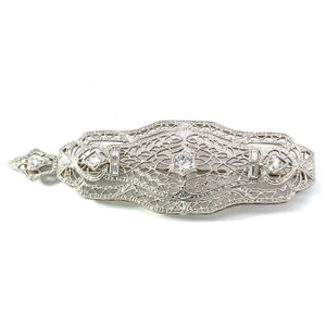 14K White Gold Filigree Approximately 1.0 ct. tw. Diamond Brooch Pendant 14K White Gold Filigree Approximately 1.0 ct. tw. Diamond Brooch Pendant