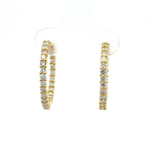 18K Yellow Gold Approximately 1.0ct tw Diamond Hoop Earrings 18K Yellow Gold Approximately 1.0ct tw Diamond Hoop Earrings