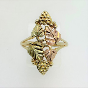 10K Black Hills Gold Coleman Co Vertical Pink and Gold Leaves Ring Size 8.75 10K Black Hills Gold Coleman Co Vertical Pink and Gold Leaves Ring Size 8.75