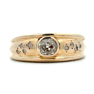 14K Yellow Gold APP .40ct Mine Cut Bezel Set Diamond Euro Shank Fashion Ring Size 7.5 14K Yellow Gold APP .40ct Mine Cut Bezel Set Diamond Euro Shank Fashion Ring Size 7.5