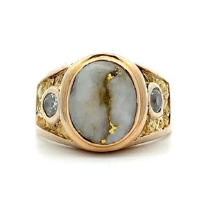 14K Yellow Gold Cody Stone Bezel Set Diamond Accented Euro Shank Mens Ring Size 10 14K Yellow Gold Cody Stone Bezel Set Diamond Accented Euro Shank Mens Ring Size 10