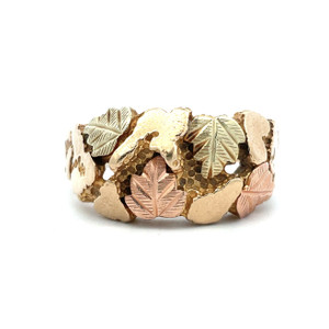 10k Yellow Gold with Leaves and Reflective Shapes Size 11.5 10k Yellow Gold with Leaves and Reflective Shapes Size 11.5