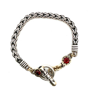 Sterling Silver 14k Ruby David and Ronnie Toggle Bracelet 8"