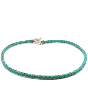 Carolyn Pollack Sterling Blue Braided Leather Toggle Necklace Carolyn Pollack Sterling Blue Braided Leather Toggle Necklace