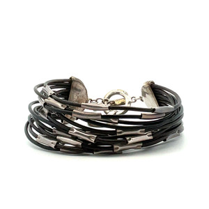 Sterling Silver Silpada Leather Multi-Strand Bar Bracelet Sterling Silver Silpada Leather Multi-Strand Bar Bracelet