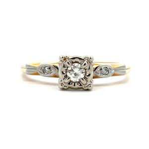 Vintage 14k Yellow Gold with 18k White Gold Head Mount App .10cttw Diamond Ring Size 6 3/4 Vintage 14k Yellow Gold with 18k White Gold Head Mount App .10cttw Diamond Ring Size 6 3/4