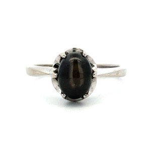 10k White Gold JTC Zales Oval Black Star Sapphire Ring Size 5.75