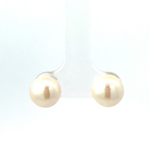 Sterling Silver Button Pearl Stud Earrings 8mm Sterling Silver Button Pearl Stud Earrings 8mm