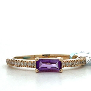 14K Gold Criss Cut .28ct Amethyst and AP .10 ct Diamond Accents Size 7 14K Gold Criss Cut .28ct Amethyst and AP .10 ct Diamond Accents Size 7