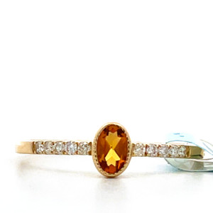 14K Gold Oval Cut .16ct Citrine and AP .09 ct Diamond Accents Size 7.25 14K Gold Oval Cut .16ct Citrine and AP .09 ct Diamond Accents Size 7.25