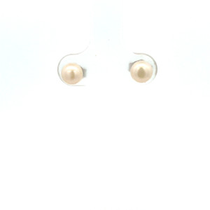 Sterling Silver Button Pearl Stud Earrings 5mm