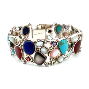 Sterling Silver Multi-Gemstone Artisan Bracelet Sterling Silver Multi-Gemstone Artisan Bracelet