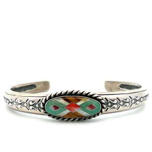 Carolyn Pollack Relios Sterling Silver Multi-Stone Inlay Cuff Bracelet Carolyn Pollack Relios Sterling Silver Multi-Stone Inlay Cuff Bracelet