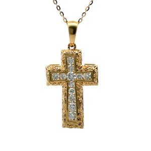 14K Y Gold Diamond Cross Necklace 18" 14K Y Gold Diamond Cross Necklace 18"