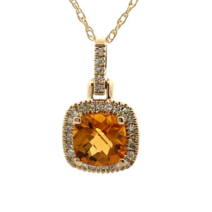 14K Y Gold Citrine and Diamond Accent Necklace 18" 14K Y Gold Citrine and Diamond Accent Necklace 18"
