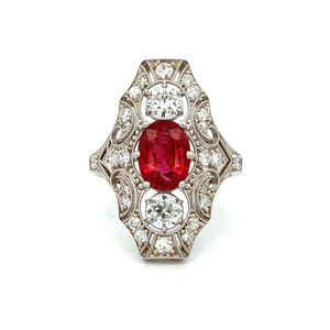 14K W Gold Ruby and Diamond Ring Size 6.75 14K W Gold Ruby and Diamond Ring Size 6.75