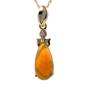 14K Y Gold 3.42 CW. Ethiopian Opal with Diamond Accent Necklace 18" 14K Y Gold 3.42 CW. Ethiopian Opal with Diamond Accent Necklace 18"