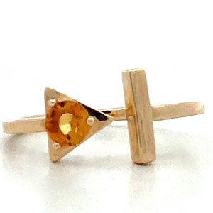 14k Gold Circular Citrine in a Triangle Wrap Ring Size Approx. 6.5 14k Gold Circular Citrine in a Triangle Wrap Ring Size Approx. 6.5