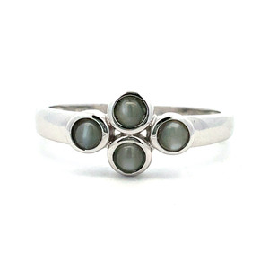 14K White Gold Four Stone Cabochon .72cttw Alexandrite Cat's Eye Ring Size 7 14K White Gold Four Stone Cabochon .72cttw Alexandrite Cat's Eye Ring Size 7