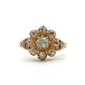 18K Yellow Gold Victorian Style 1.0ct Diamond Flower Ring Size 8 18K Yellow Gold Victorian Style 1.0ct Diamond Flower Ring Size 8