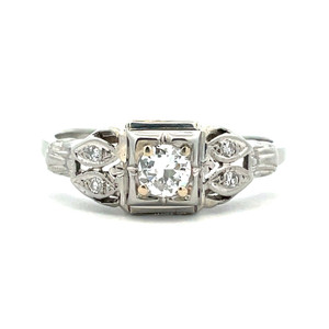 18K White Gold Vintage Approx 0.1 ct. tw Round Diamond Engagement Ring Size 7 18K White Gold Vintage Approx 0.1 ct. tw Round Diamond Engagement Ring Size 7
