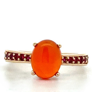 14K Gold Ruby Accented Oval Carnelian Ring Size 6.75 14K Gold Ruby Accented Oval Carnelian Ring Size 6.75