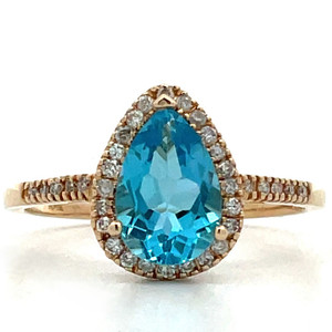 10K White Gold Approx. .12 Diamond Accented Pear Blue Topaz Ring Size 7 10K White Gold Approx. .12 Diamond Accented Pear Blue Topaz Ring Size 7