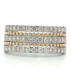 14K White Gold and Yellow Gold 5 Bands Alternating 1.00 Diamond TDW Ring Size 6.5 14K White Gold and Yellow Gold 5 Bands Alternating 1.00 Diamond TDW Ring Size 6.5