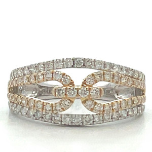 14K White Gold and Gold Buckle Loop .75 Diamond TDW Ring Size 7