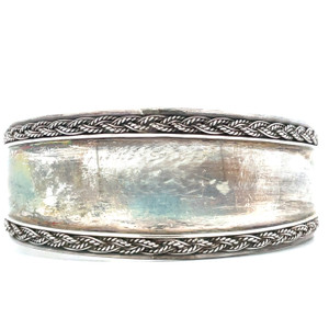 Vintage Sterling Silver Braided Edged Cuff Bracelet