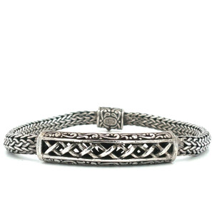 Vintage Bali Sterling Silver Crisscross Foxtail Link Chain Bracelet