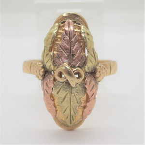 Landstrom 10k Yellow & Black Hills Gold Oblong Leaves Pattern Ring Size 6 1/2 Landstrom 10k Yellow & Black Hills Gold Oblong Leaves Pattern Ring Size 6 1/2