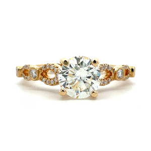 18K Yellow Gold 1.08ct Round Brilliant Diamond Openwork Cathedral Accented Engagement Ring Size 6.5 18K Yellow Gold 1.08ct Round Brilliant Diamond Openwork Cathedral Accented Engagement Ring Size 6.5