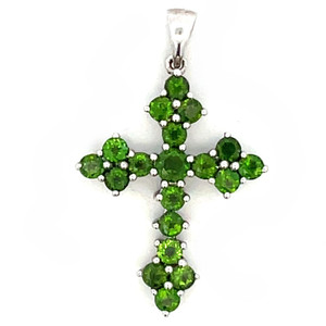 AI Marked Vintage Sterling Silver Chrome Diopside Cross Pendant AI Marked Vintage Sterling Silver Chrome Diopside Cross Pendant