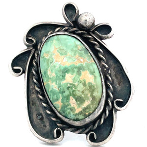 Marked Vintage Native Sterling Silver Oval Green Turquoise Ring Size 8 Marked Vintage Native Sterling Silver Oval Green Turquoise Ring Size 8