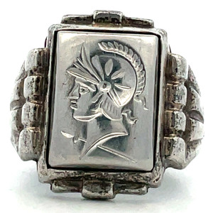 Incas Marked Art Deco Vintage Sterling Silver Roman Soldier Intaglio Ring Size 8.5 Incas Marked Art Deco Vintage Sterling Silver Roman Soldier Intaglio Ring Size 8.5