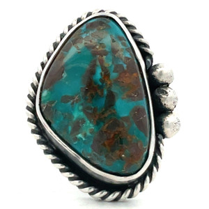NJ Signed Vintage Native Sterling Silver Braided Triangle Turquoise Ring Size 7.75 NJ Signed Vintage Native Sterling Silver Braided Triangle Turquoise Ring Size 7.75