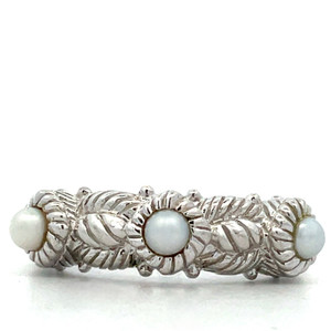 Judith Ripka Thia Vintage Braided Sterling Silver Triple Mother of Pearl Ring Size 8