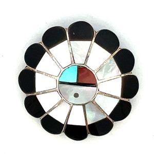 Signed Vintage Zuni Native Sterling Silver Multi-Gem Inlay Feather Brooch Signed Vintage Zuni Native Sterling Silver Multi-Gem Inlay Feather Brooch