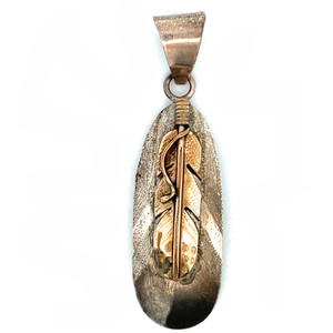 Vintage Navajo LY Marked Sterling Silver and 12K Gold-Filled Feather Pendant Vintage Navajo LY Marked Sterling Silver and 12K Gold-Filled Feather Pendant