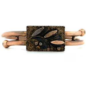 Vintage Sterling Silver and Gold Plated Victorian Floral Double Hinge Bracelet