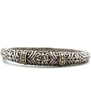 EFFY Signed Vintage Sterling Silver and 18K Gold Side Hinged Bangle Bracelet EFFY Signed Vintage Sterling Silver and 18K Gold Side Hinged Bangle Bracelet