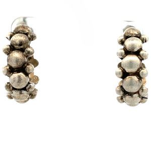 Signed Mexico Vintage Taxco Sterling Silver Bubble Hoop Stud Earrings Signed Mexico Vintage Taxco Sterling Silver Bubble Hoop Stud Earrings